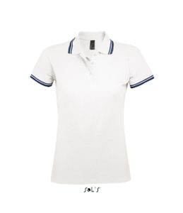 Pasadena Women | Polo manches courtes publicitaire pour femme Blanc Marine