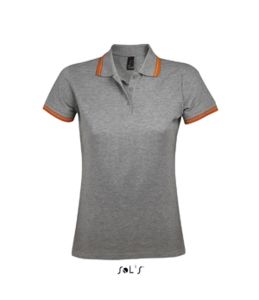 Pasadena Women | Polo manches courtes publicitaire pour femme Gris chiné Orange