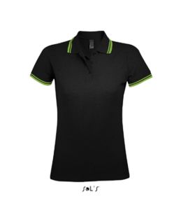 Pasadena Women | Polo manches courtes publicitaire pour femme Noir Lime