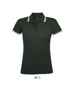 Pasadena Women | Polo manches courtes publicitaire pour femme Vert Forêt Blanc