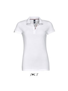 Patriot Women | Polo manches courtes personnalisé pour femme Blanc Rouge