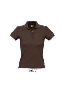 People | Polo manches courtes personnalisé pour femme Chocolat