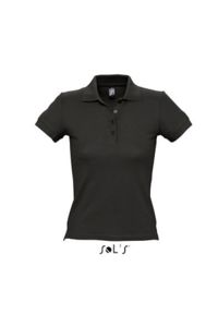 People | Polo manches courtes personnalisé pour femme Noir