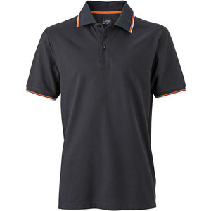 Qihe | Polo manches courtes publicitaire pour homme Noir Orange