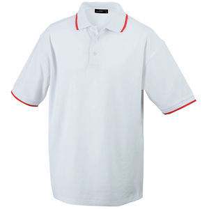 Qoffy | Polo manches courtes publicitaire pour homme Blanc Rouge