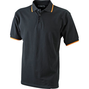 Qoffy | Polo manches courtes publicitaire pour homme Noir Orange