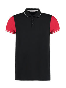 Reluki | Polo manches courtes personnalisé pour homme Noir Rouge 1