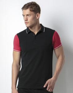 Reluki | Polo manches courtes personnalisé pour homme Noir Rouge 2