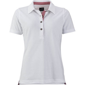 Suggo | Polo manches courtes publicitaire pour femme Blanc Rouge Blanc