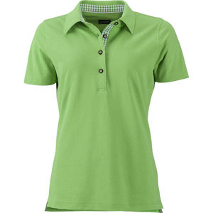 Suggo | Polo manches courtes publicitaire pour femme Vert citron Blanc