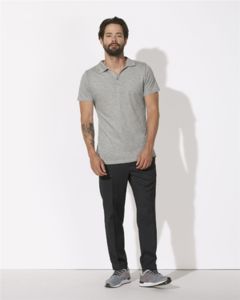 Trains Modal Slub | Polo manches courtes publicitaire pour homme Gris chiné 2