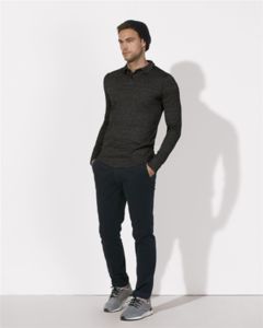 Warms | Polo manches longues personnalisé pour homme Charbon effet fumé 2