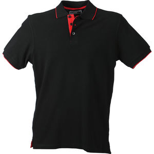 Wusso | Polo manches courtes publicitaire pour homme Noir Rouge