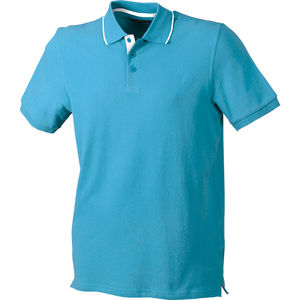 Wusso | Polo manches courtes publicitaire pour homme Turquoise Blanc