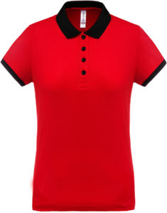 Yeny | Polo manches courtes publicitaire pour femme Rouge Noir 1